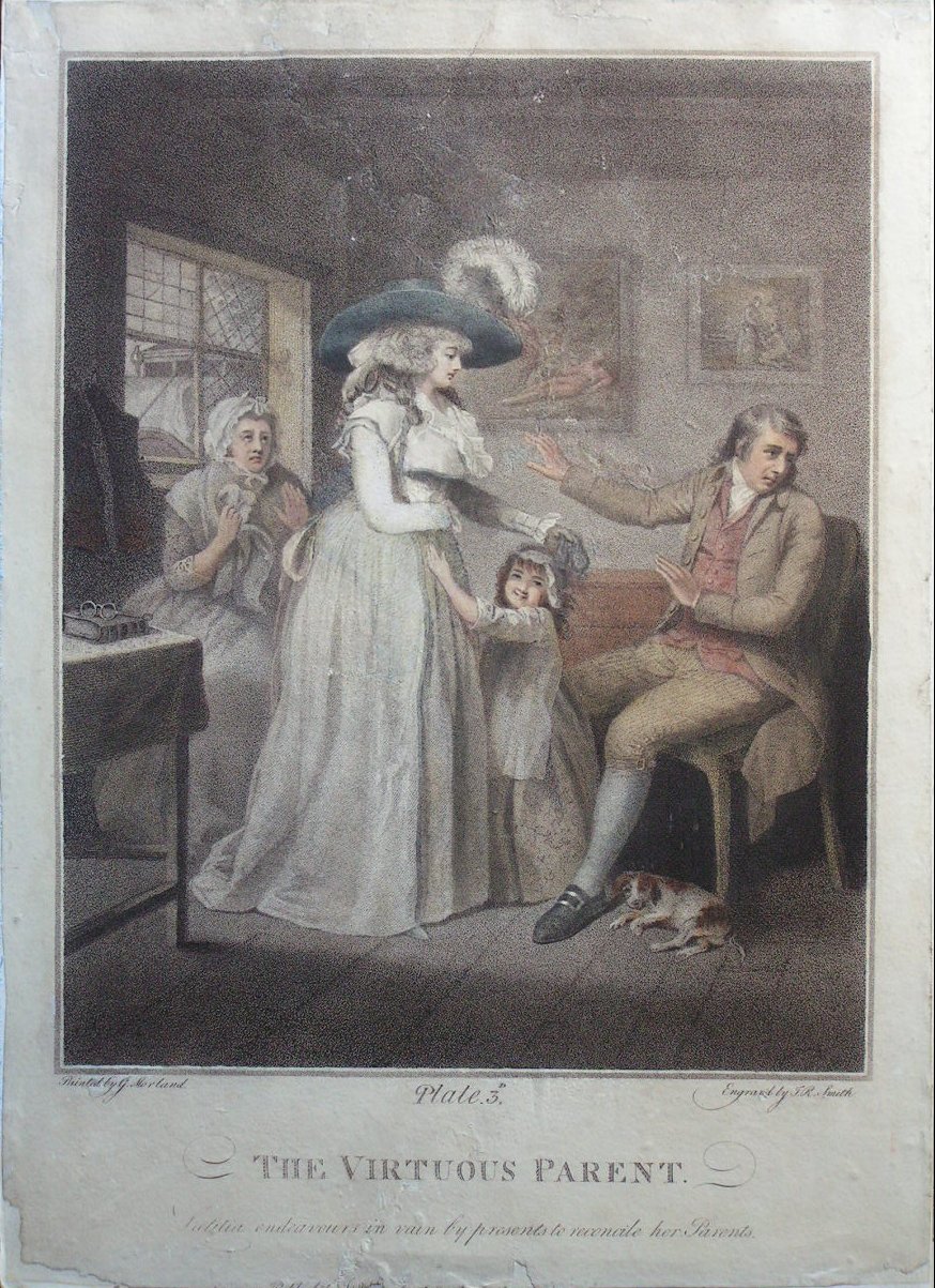 Stipple - The Virtuous Parent (Plate 3rd) Laetitia endeavours in vain by presents to reconcile her Parents - Smith